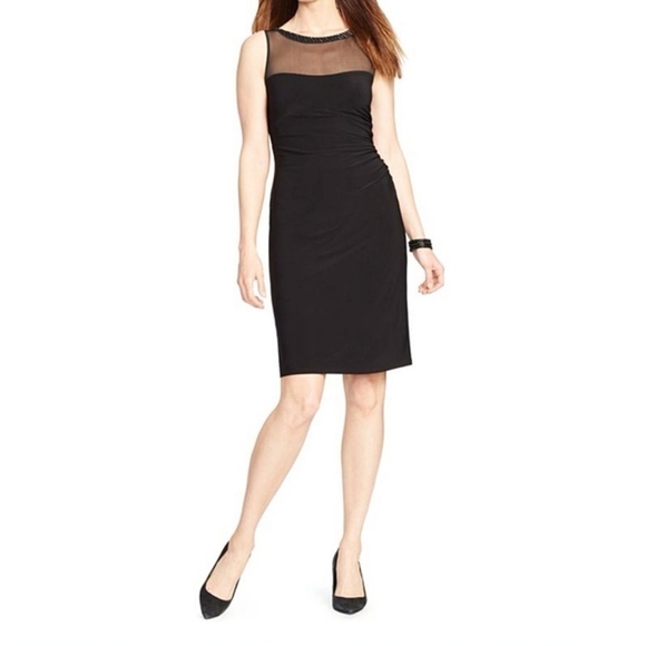 American Living Black Sleeveless Ruched Dress With Beaded Accent Size: 6 - Picture 1 of 13